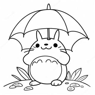 Pagini De Colorat Cu Totoro Drăguț Cu Umbrelă 3951-3145