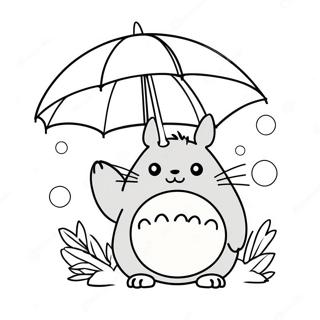 Pagini De Colorat Cu Totoro Drăguț Cu Umbrelă 3951-3146