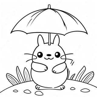 Pagini De Colorat Cu Totoro Drăguț Cu Umbrelă 3951-3147