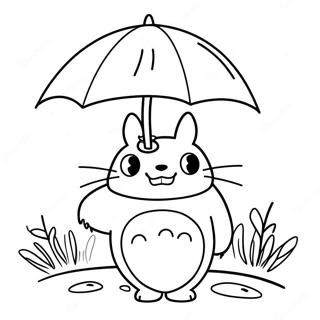 Pagini De Colorat Cu Totoro Drăguț Cu Umbrelă 3951-3148