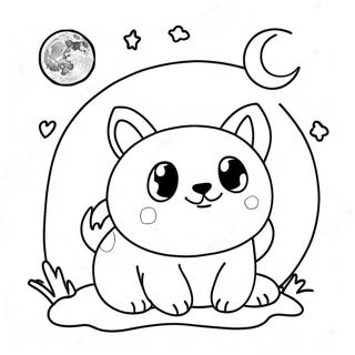 Cute Animals Under The Moon Coloring Page 39654-31349