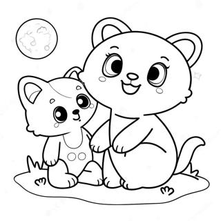 Cute Animals Under The Moon Coloring Page 39654-31350