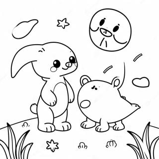 Cute Animals Under The Moon Coloring Page 39654-31351