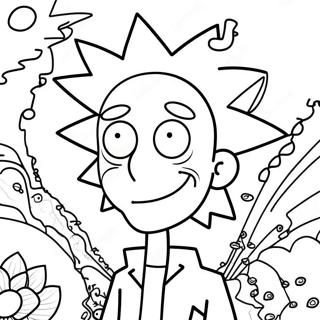 Pagini De Colorat Cu Rick Sanchez Pe Fundal Psihodelic 39724-31417