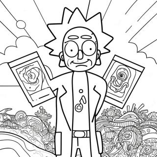 Pagini De Colorat Cu Rick Sanchez Pe Fundal Psihodelic 39724-31419