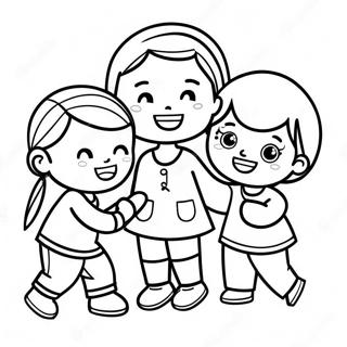 Multicultural Children Playing Together Coloring Page 39853-31509