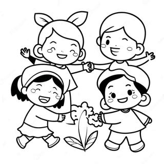 Multicultural Children Playing Together Coloring Page 39853-31510