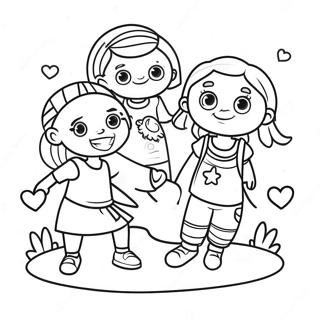 Multicultural Children Playing Together Coloring Page 39853-31511