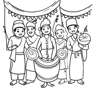 Diverse Cultures Celebrating Festivals Coloring Page 39854-31522