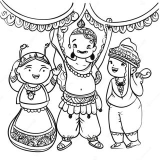 Diverse Cultures Celebrating Festivals Coloring Page 39854-31523