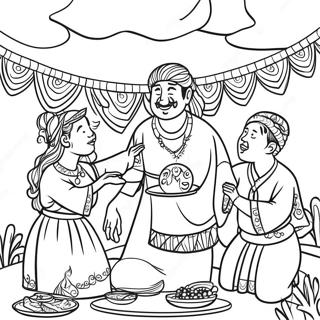 Diverse Cultures Celebrating Festivals Coloring Page 39854-31524