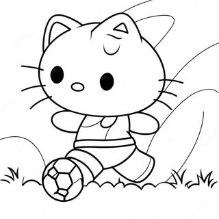 Cute Hello Kitty Playing Soccer Coloring Page 39934-31578