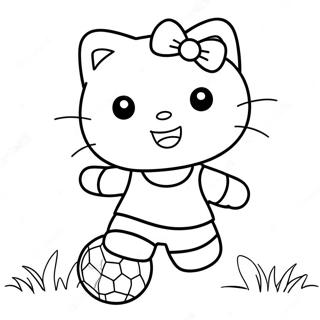 Cute Hello Kitty Playing Soccer Coloring Page 39934-31580