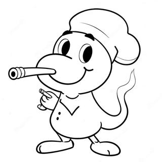 Cartoon Character Smoking Pipe Coloring Page 39944-31585