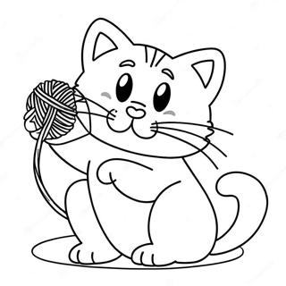 Silly Bad Kitty Playing With Yarn Coloring Page 40044-31661