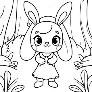 Anime Bunny Girl In A Magical Forest Coloring Page 40184-31761