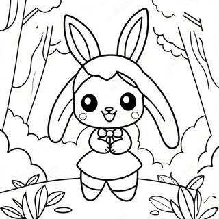 Anime Bunny Girl In A Magical Forest Coloring Page 40184-31762