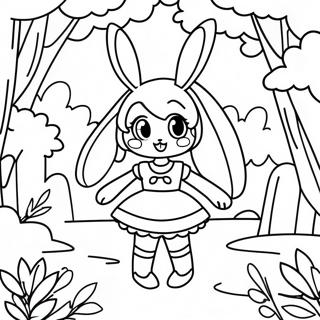 Anime Bunny Girl In A Magical Forest Coloring Page 40184-31763