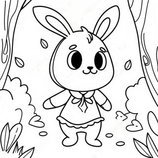 Anime Bunny Girl In A Magical Forest Coloring Page 40184-31764