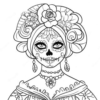 Kleurrijke Dag Van De Doden Catrina Kleurplaat 401-314