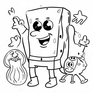 Spongebob With Colorful Friends Coloring Page 40214-31786