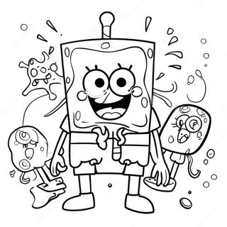 Spongebob With Colorful Friends Coloring Page 40214-31788