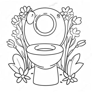 Cute Toilet With Flowers Coloring Page 40354-31890