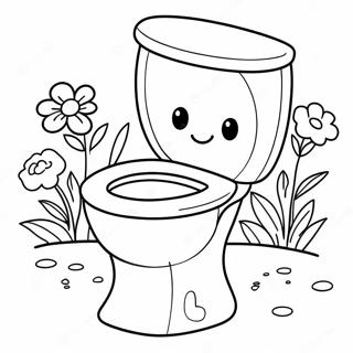 Cute Toilet With Flowers Coloring Page 40354-31891