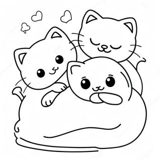 Cute Kittens Sleeping Coloring Page 4041-3213