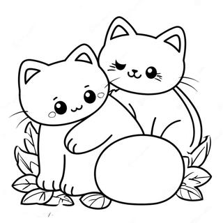 Cute Kittens Sleeping Coloring Page 4041-3214