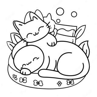 Cute Kittens Sleeping Coloring Page 4041-3216