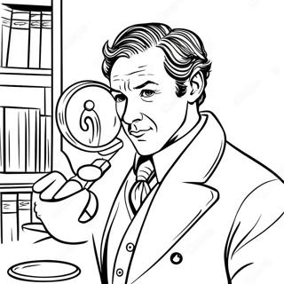 Sherlock Holmes With Magnifying Glass Coloring Page 40504-32017