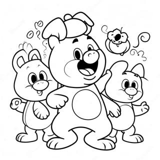 Funny Porky Pig With Friends Coloring Page 40664-32145