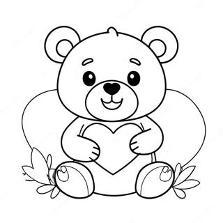 Cute Valentine's Bear Holding Heart Coloring Page 40713-32198