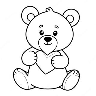 Cute Valentine's Bear Holding Heart Coloring Page 40713-32199