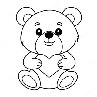 Cute Valentine's Bear Holding Heart Coloring Page 40713-32200