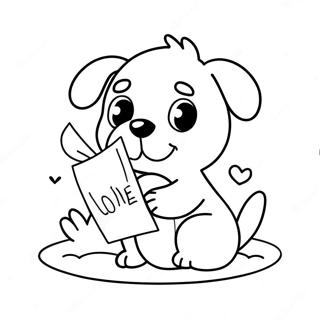 Adorable Puppy With Love Letter Coloring Page 40714-32182