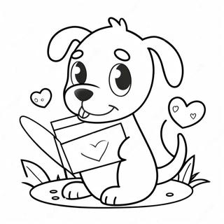 Adorable Puppy With Love Letter Coloring Page 40714-32183