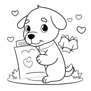 Adorable Puppy With Love Letter Coloring Page 40714-32184