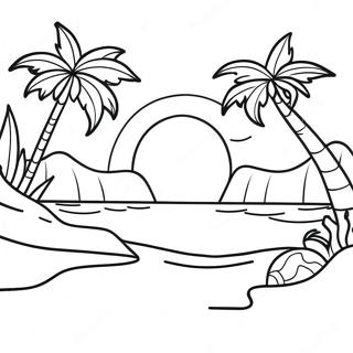 Hawaiian Sunset Beach Coloring Page 40743-32209