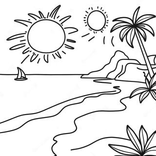 Hawaiian Sunset Beach Coloring Page 40743-32212