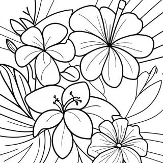 Tropical Hawaiian Flowers Coloring Page 40744-32218