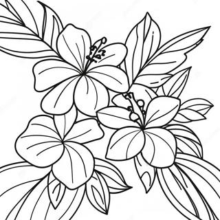 Tropical Hawaiian Flowers Coloring Page 40744-32219