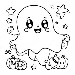 かわいいハロウィンのゴーストぬりえページ 40803-32249