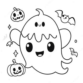 かわいいハロウィンのゴーストぬりえページ 40803-32251