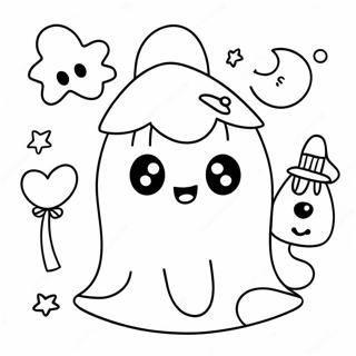 かわいいハロウィンのゴーストぬりえページ 40803-32252