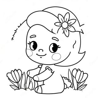 Cute Amy With Flowers Coloring Page 4101-3265