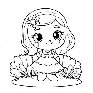 Cute Amy With Flowers Coloring Page 4101-3267