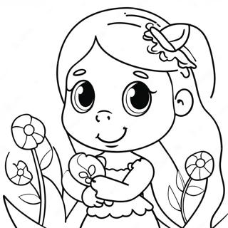 Cute Amy With Flowers Coloring Page 4101-3268