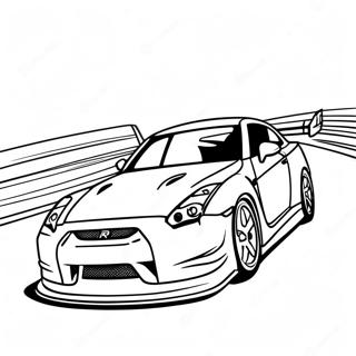 Gtr R35 Racing On The Track Coloring Page 41054-32444